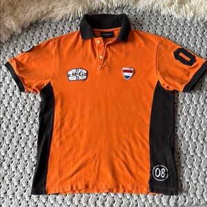 McGregor New York Polo Shirt Orange Black Contrast Collar